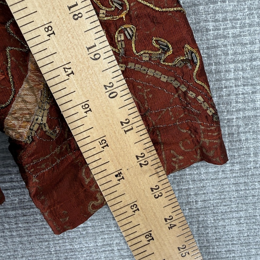 Chico's Jacket Womens M (1) Brown Embroidered Sequin Collared Lined Silk Paisley - Picture 8 of 10